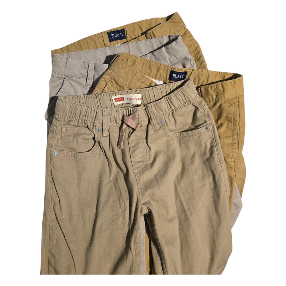 Boy's Kaki School Pants - Set Of 4